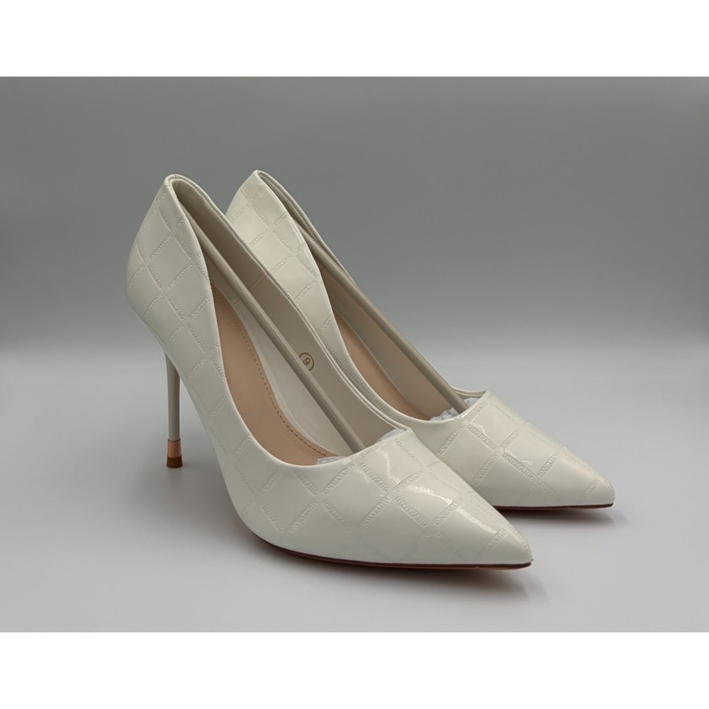Coutgo Women's Size 9 White Pointed Toe Stiletto High Heel Dress Pumps Slip On